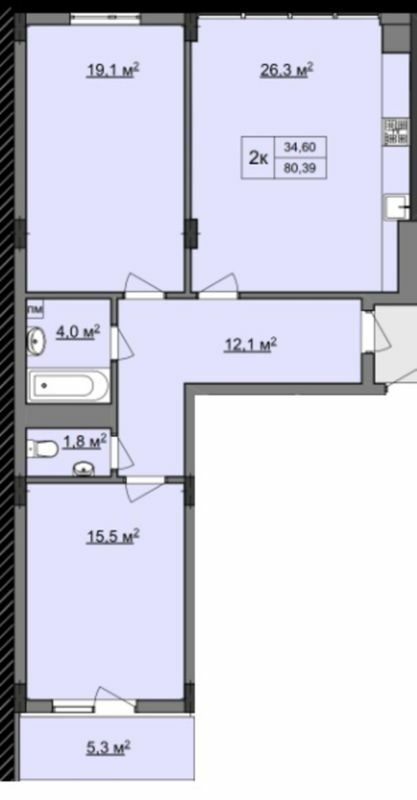 2-кімнатна 80.39 м² в ЖК Фортеця від 18 200 грн/м², м. Кам`янець-Подільський