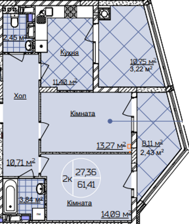 2-комнатная 61.41 м² в ЖК Imperial Park Avenue от 16 600 грн/м², Черновцы