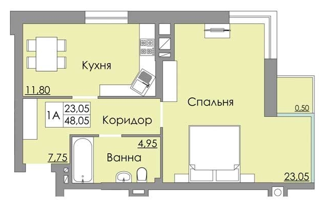 1-комнатная 48.05 м² в ЖК Панда от 19 800 грн/м², Черновцы