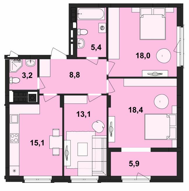 3-комнатная 86 м² в ЖК Киевский от 19 450 грн/м², Черновцы