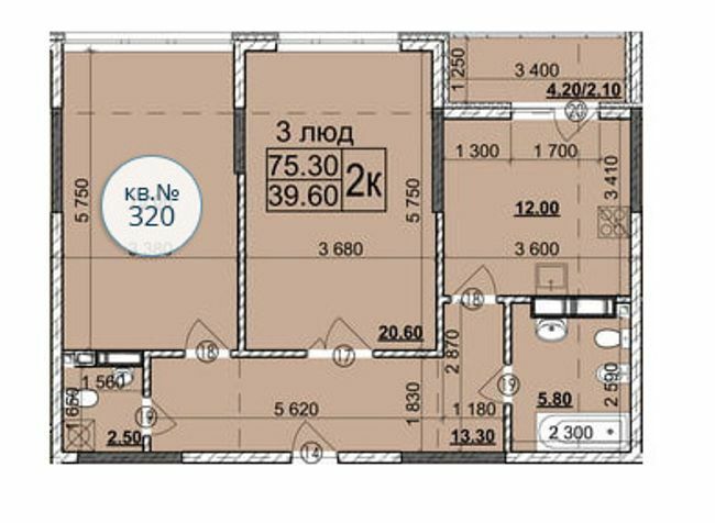 2-кімнатна 75.3 м² в Мкрн Зоряний від 26 300 грн/м², Чернівці