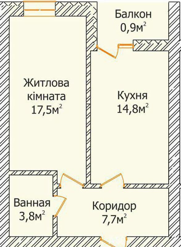 1-кімнатна 44.7 м² в ЖК Сонячне містечко від забудовника, Чернівці