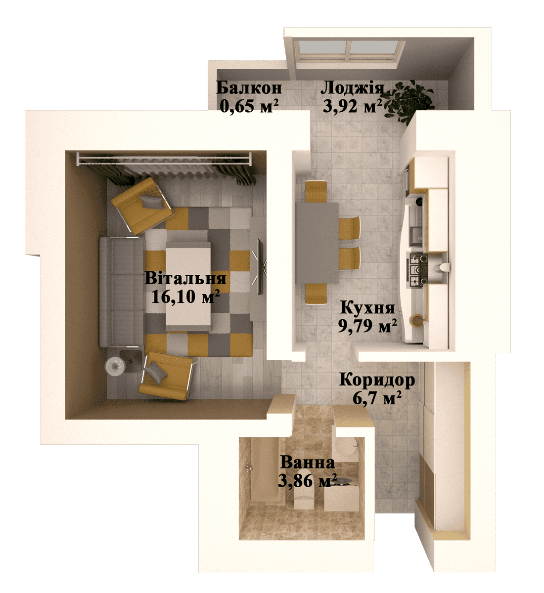 1-комнатная 41.5 м² в ЖК Caramel Residence от застройщика, Луцк