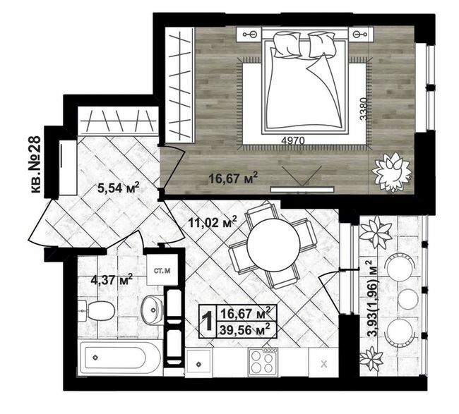 1-кімнатна 39.56 м² в ЖК Paradise Life від 27 500 грн/м², Чернігів