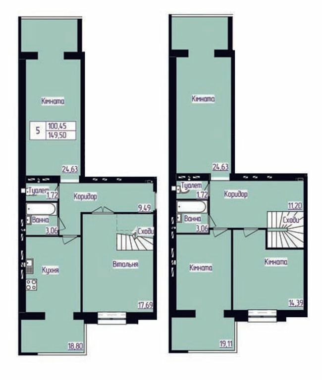 5+ комнат 149.5 м² в ЖК Луцкая Ривьера от застройщика, Луцк