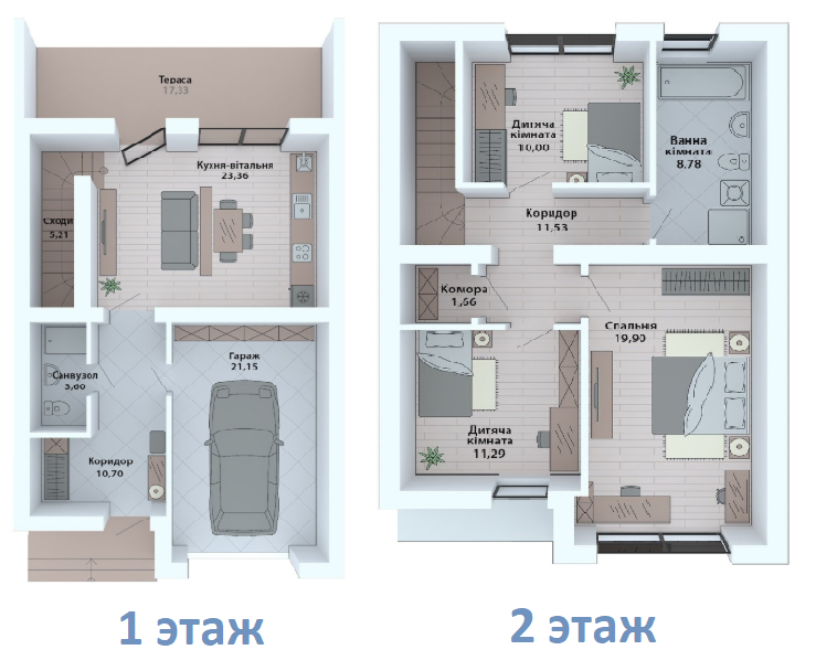 Таунхаус 127.18 м² в КМ Струмочок 2 від 13 996 грн/м², с. Струмівка