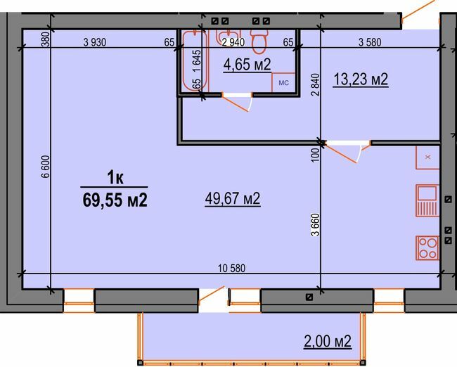 1-комнатная 69.55 м² в ЖК StyleUP от 20 300 грн/м², с. Липины