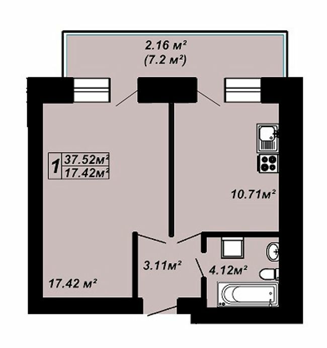 1-комнатная 37.52 м² в ЖК Сафрон от 14 000 грн/м², Луцк