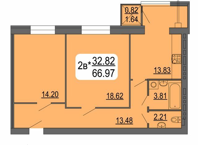 2-комнатная 66.97 м² в ЖК Семейный комфорт от 12 150 грн/м², Винница