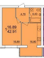 1-комнатная 42.91 м² в ЖК Набережний квартал от застройщика, г. Могилев-Подольский