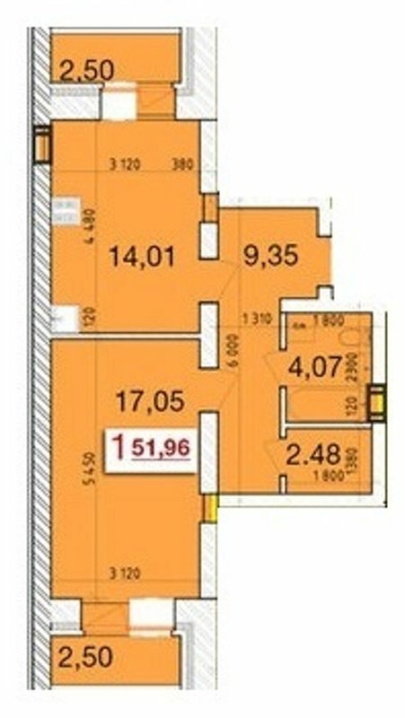 1-комнатная 51.96 м² в ЖК Олимпийский от 11 500 грн/м², Житомир