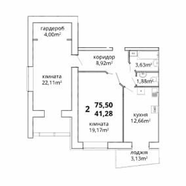 2-кімнатна 75.5 м² в ЖК Шодуар від забудовника, Житомир