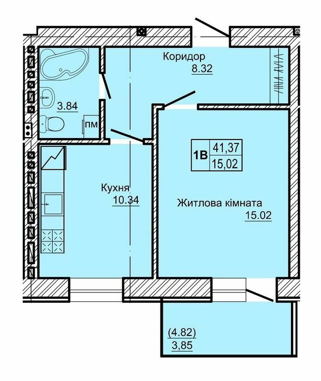 1-кімнатна 41.37 м² в ЖК Новоградський від 12 500 грн/м², м. Новоград-Волинський