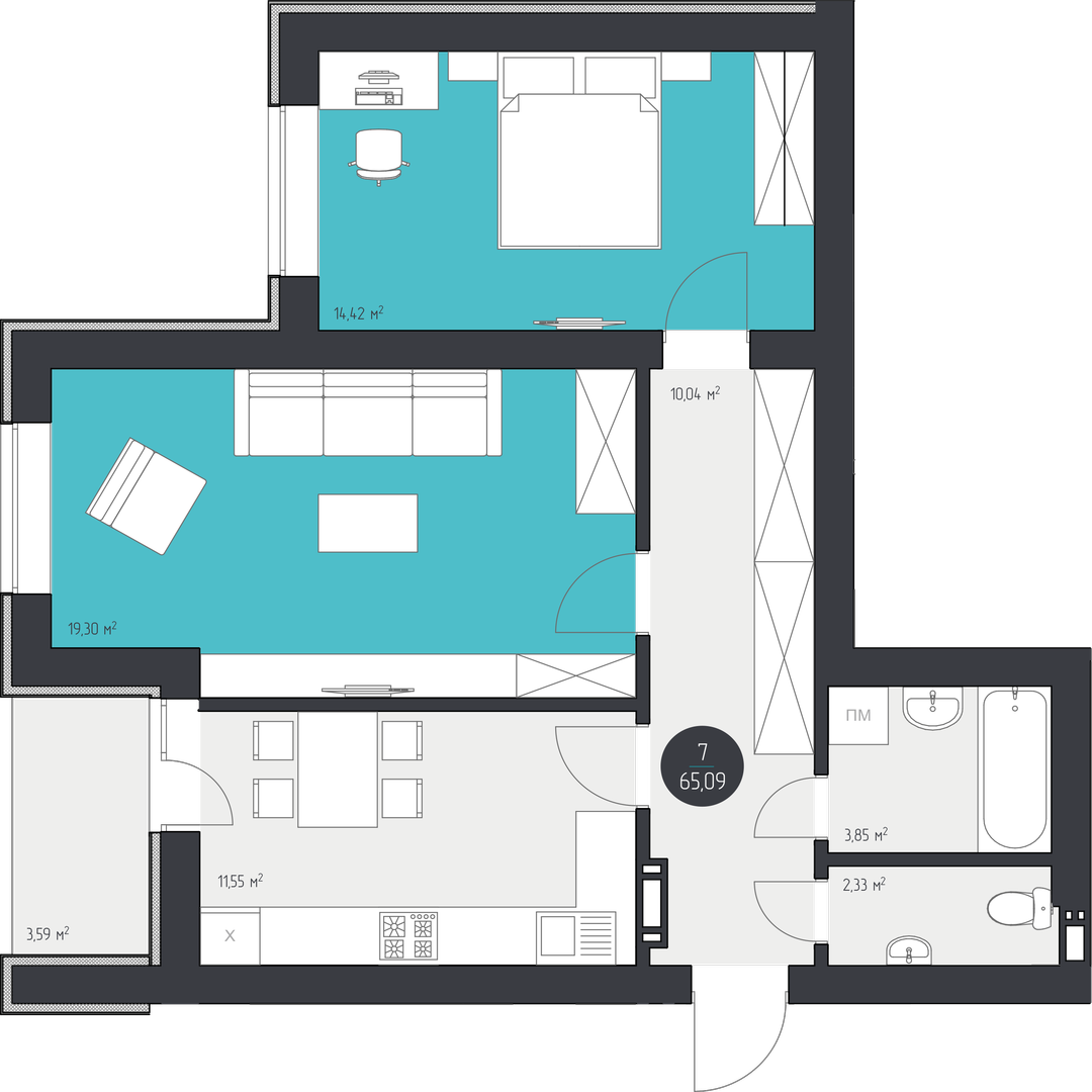 2-комнатная 65.09 м² в ЖК 3V Volkova от 15 950 грн/м², Кропивницкий