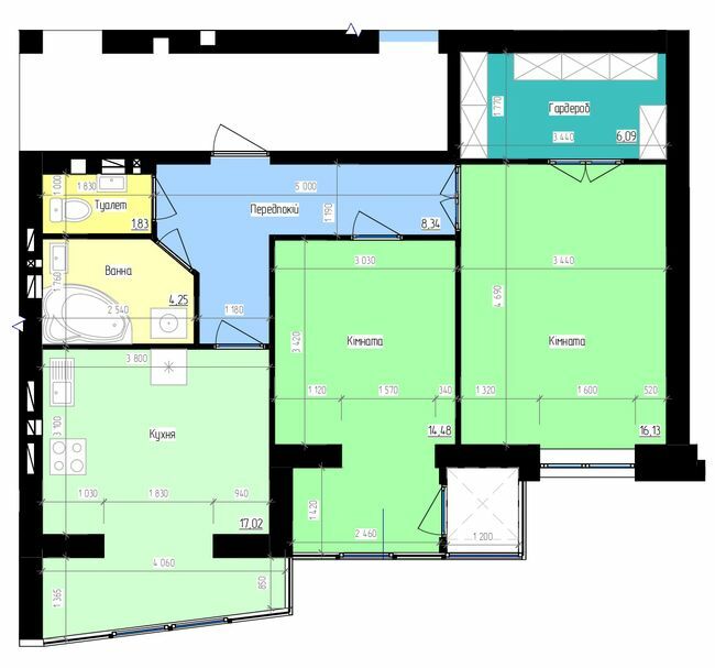 2-комнатная 68.14 м² в ЖК Престиж от 12 500 грн/м², г. Энергодар