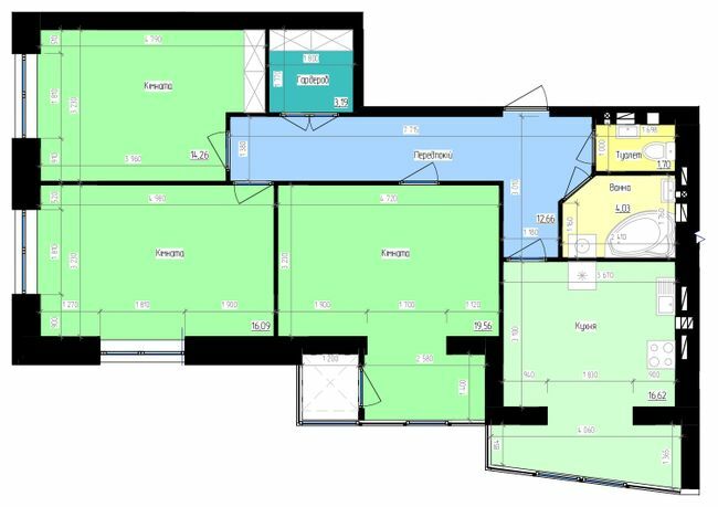 3-комнатная 88.11 м² в ЖК Престиж от 15 500 грн/м², г. Энергодар