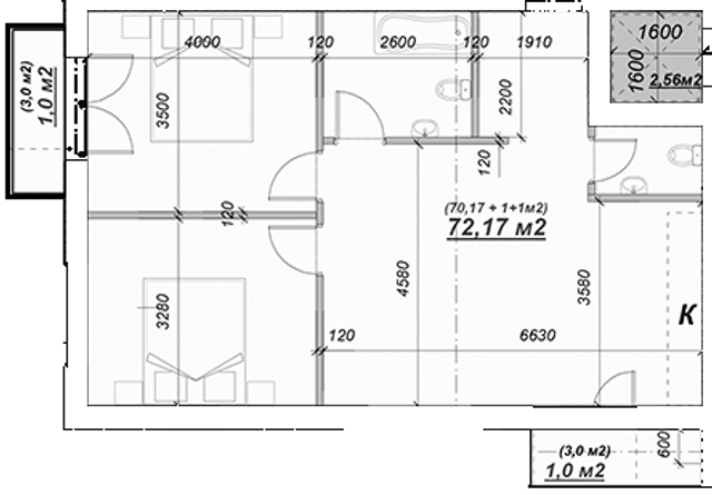 2-комнатная 46 м² в ЖК Arena Village от 32 900 грн/м², с. Поляна