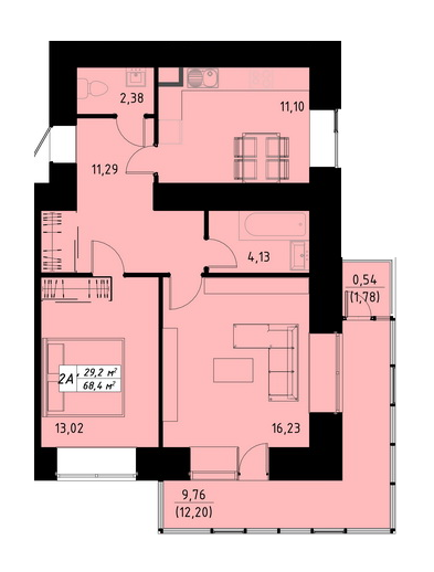 2-кімнатна 68.4 м² в ЖК по пров. Галицький від 15 000 грн/м², Тернопіль