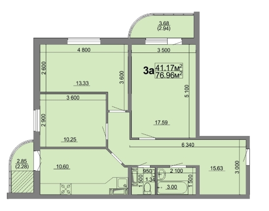 3-кімнатна 76.96 м² в ЖК вул. Припортова (Героїв Сталінграда), 22А від 13 200 грн/м², Черкаси