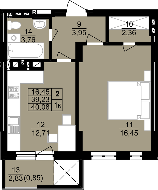 1-кімнатна 40.08 м² в ЖК Білогірський від 15 450 грн/м², Тернопіль