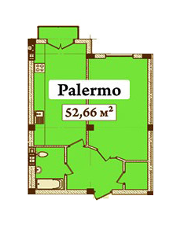 1-кімнатна 52.66 м² в ЖК Перлина Умані від 17 150 грн/м², м. Умань