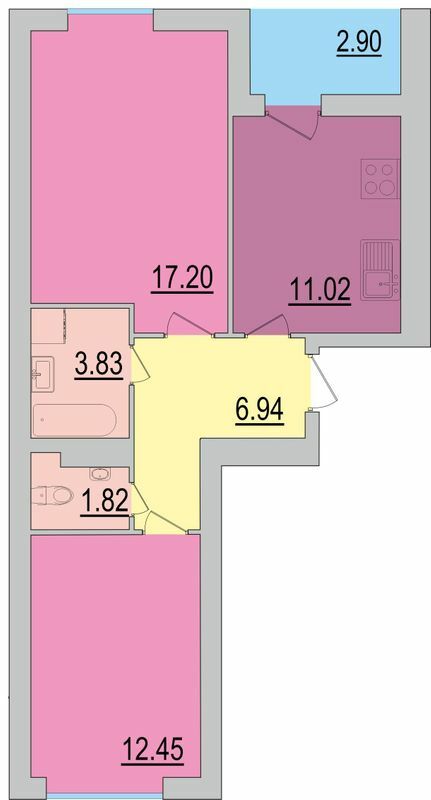 2-кімнатна 56.15 м² в ЖК Перлина Дніпра від забудовника, Черкаси