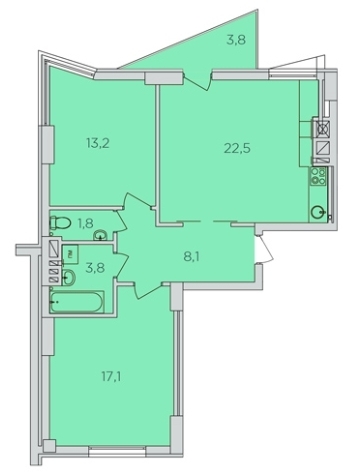 2-комнатная 67.6 м² в ЖК 360 от 19 600 грн/м², Ровно