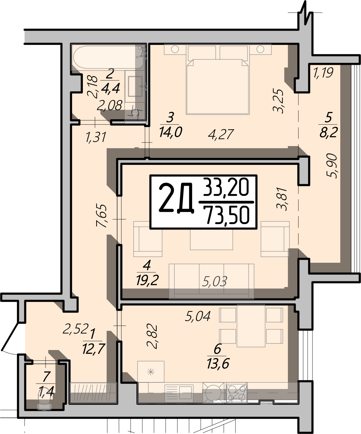 2-комнатная 73.5 м² в ЖК Арена от 15 500 грн/м², Ровно