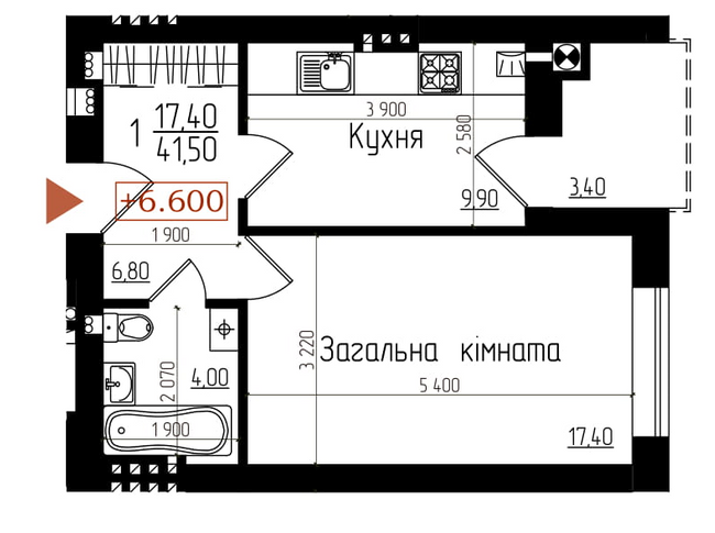 1-кімнатна 41.5 м² в ЖК Сонячний від забудовника, Тернопіль