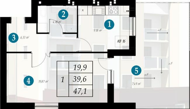 1-кімнатна 47.1 м² в ЖК Дубенський Маєток від 9 500 грн/м², м. Дубно