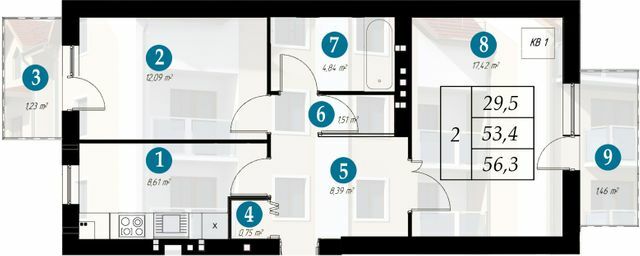 2-кімнатна 56.3 м² в ЖК Дубенський Маєток від 10 900 грн/м², м. Дубно