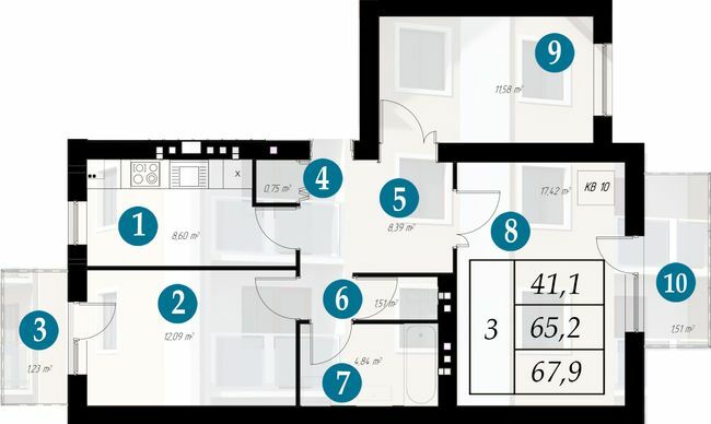 3-кімнатна 67.9 м² в ЖК Дубенський Маєток від 10 900 грн/м², м. Дубно