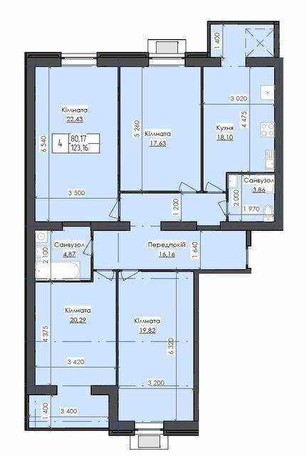 4-кімнатна 123.16 м² в ЖК Престиж від 10 000 грн/м², м. Южноукраїнськ