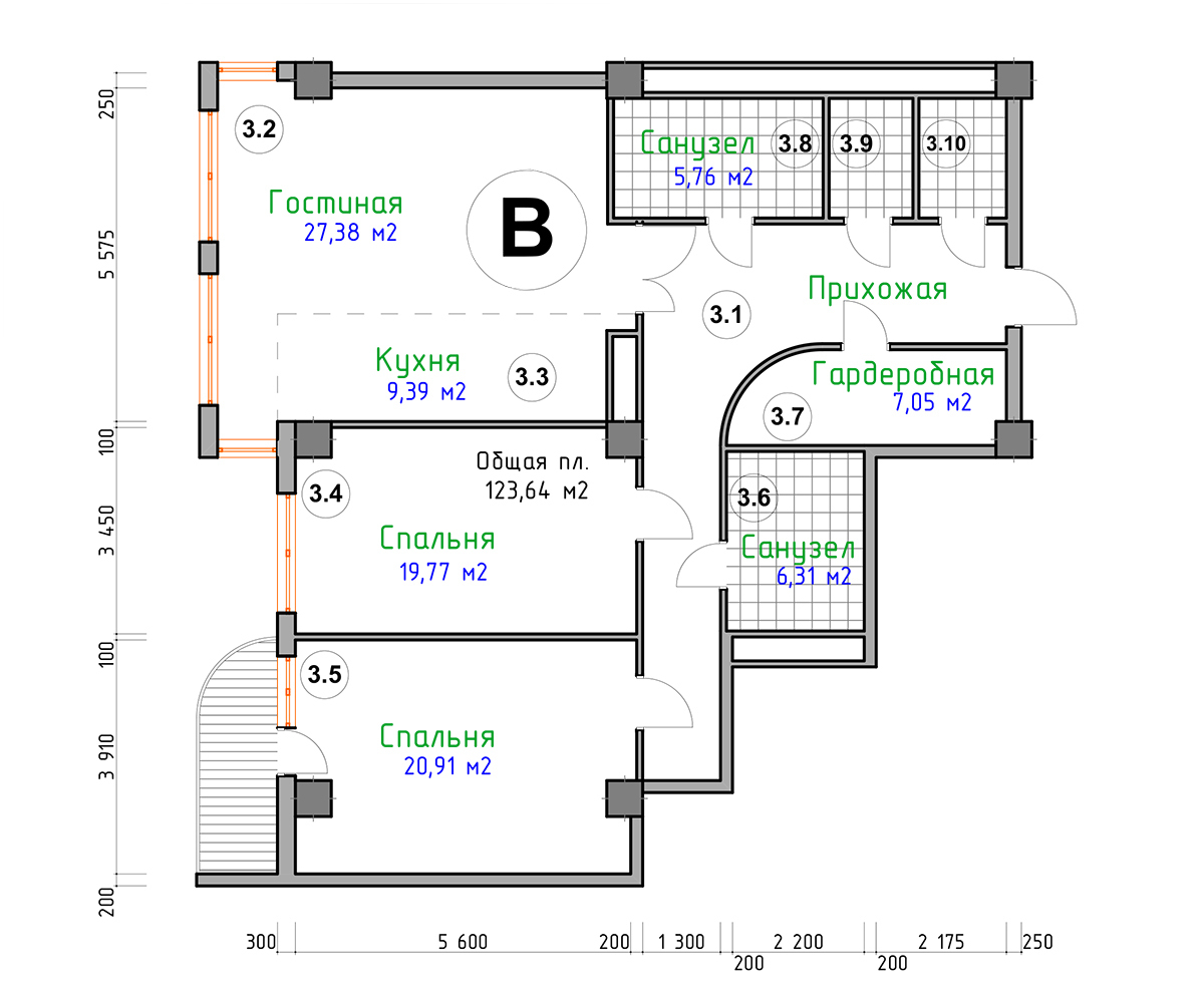 3-комнатная 123.64 м² в ЖК Адмирал от 28 250 грн/м², Николаев