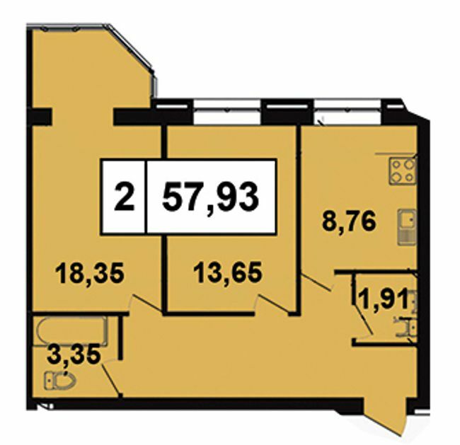 2-комнатная 57.93 м² в ЖК Грандбуд от 15 500 грн/м², Николаев