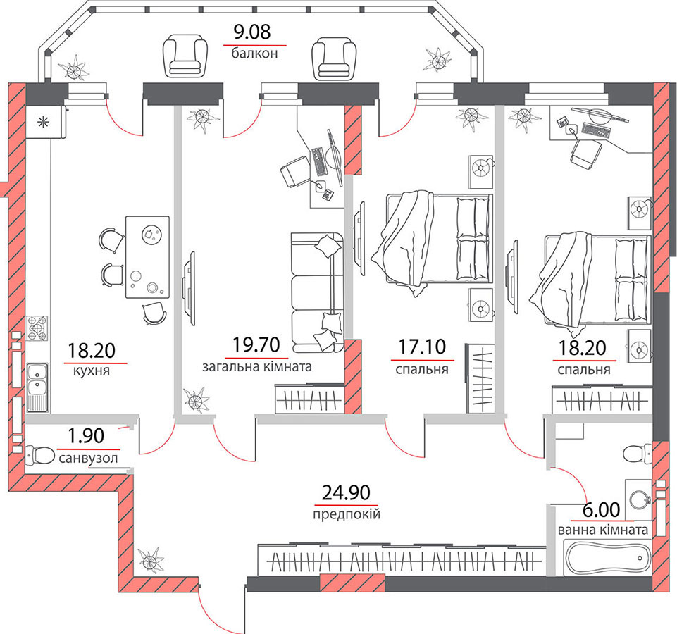 3-кімнатна 115.08 м² в ЖК на вул. Пилипа Орлика, 26 від 34 650 грн/м², Полтава