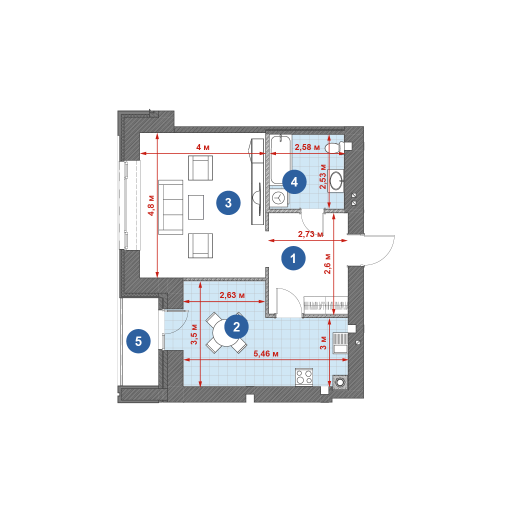 1-кімнатна 54.1 м² в ЖК Central Park від 20 650 грн/м², м. Кременчук