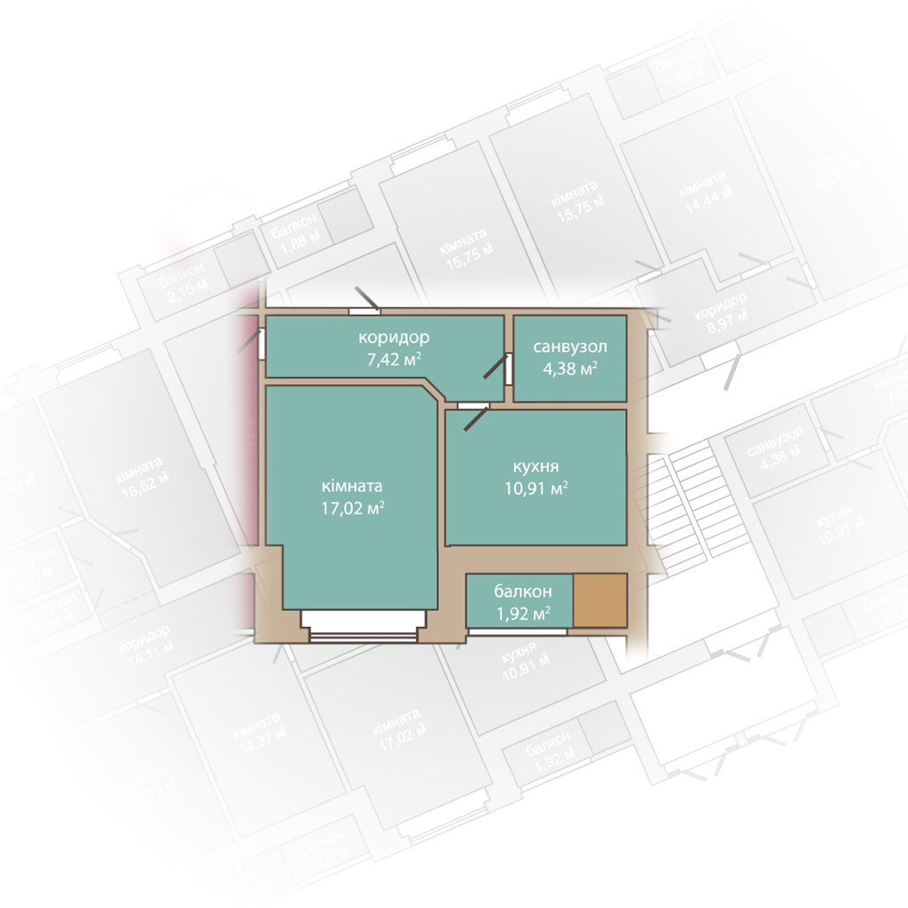 1-комнатная 39.58 м² в ЖК Днепровская Ривьера от застройщика, г. Кременчуг