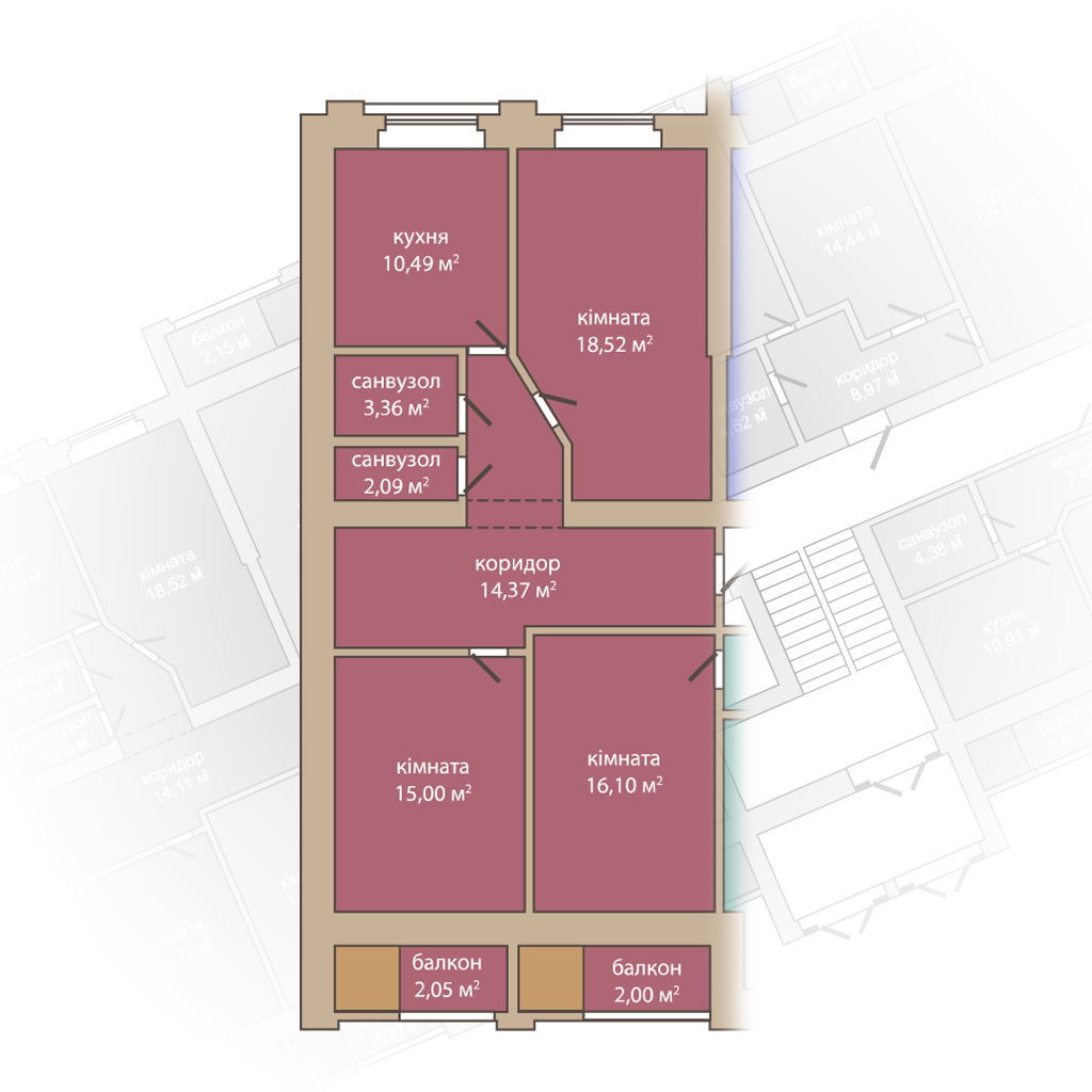 3-комнатная 83.98 м² в ЖК Днепровская Ривьера от 16 000 грн/м², г. Кременчуг