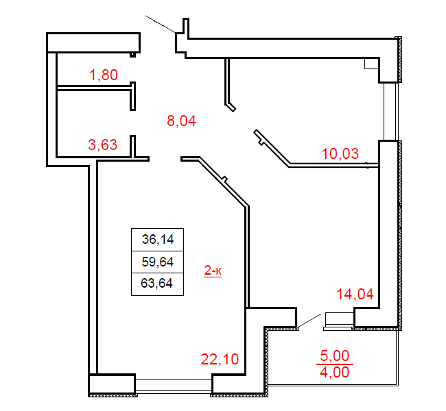 2-комнатная 63.64 м² в ЖК Остров от 13 000 грн/м², г. Миргород