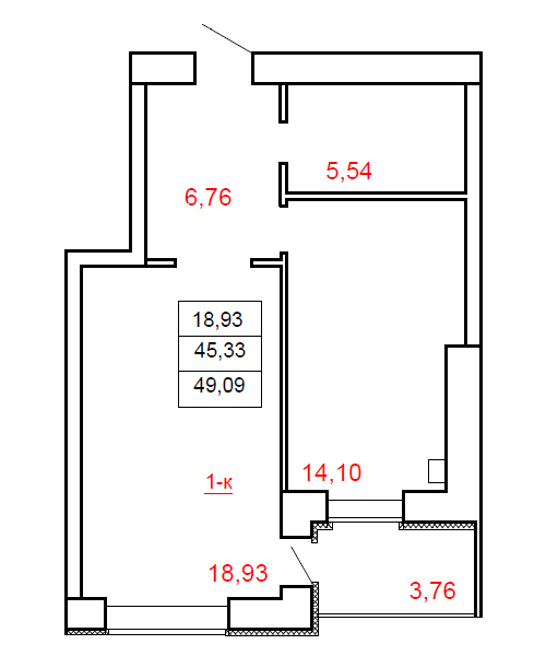 1-комнатная 49.09 м² в ЖК Остров от 14 000 грн/м², г. Миргород