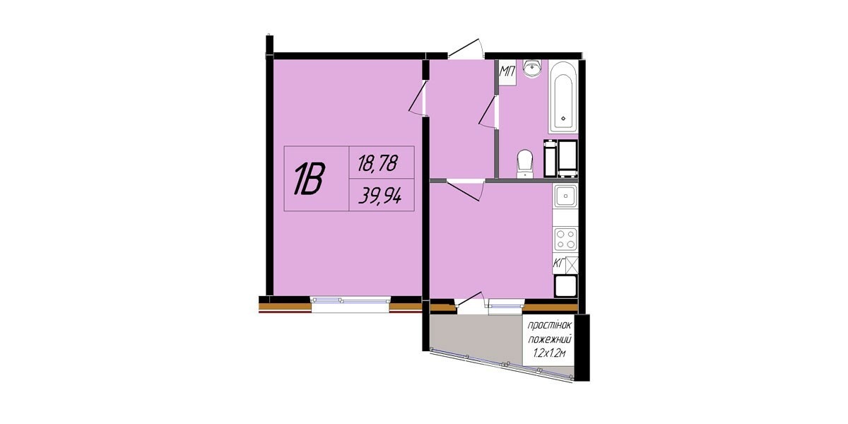 1-комнатная 39.94 м² в ЖК Затишний от 17 000 грн/м², Полтава