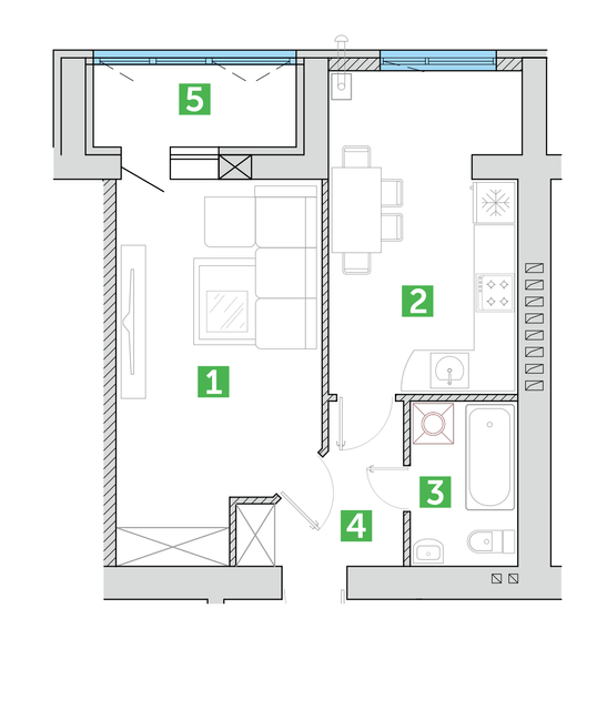 1-комнатная 43.77 м² в ЖК Парковий квартал от застройщика, г. Ковель