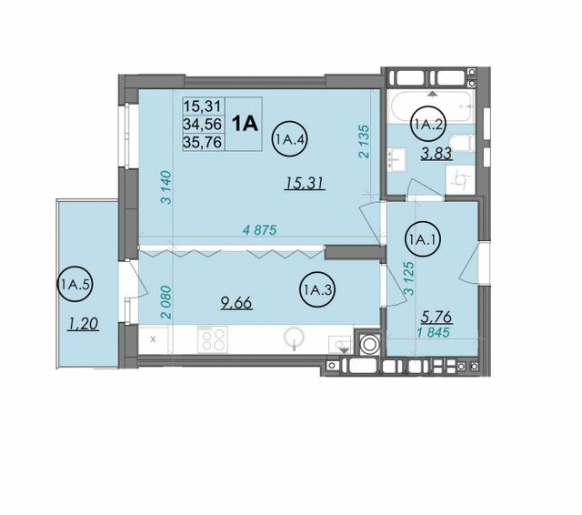 1-комнатная 35.76 м² в ЖК Panorama от 17 750 грн/м², Луцк