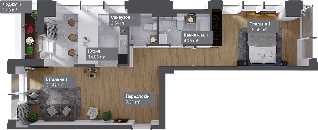 2-кімнатна 73.48 м² в ЖК Philadelphia Concept House від 98 050 грн/м², Київ