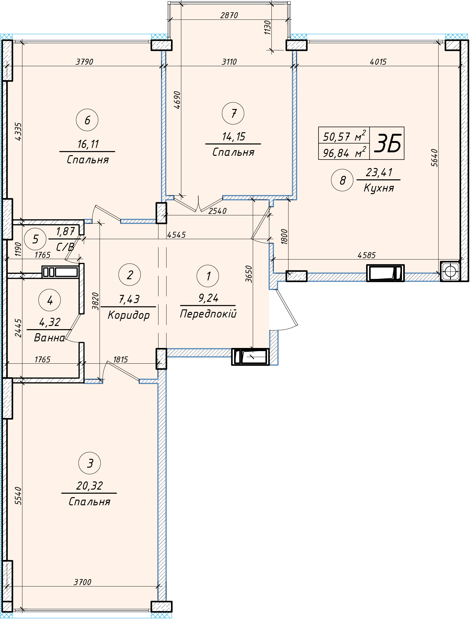 3-кімнатна 96.84 м² в ЖК Петрівський квартал від 12 500 грн/м², с. Святопетрівське