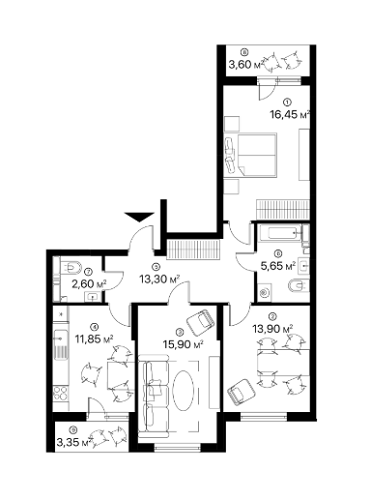 3-комнатная 86.6 м² в ЖК Лебединый от 34 142 грн/м², Киев