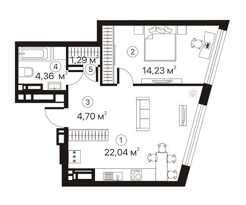 1-кімнатна 46.62 м² в ЖК Terracotta від 18 680 грн/м², Київ