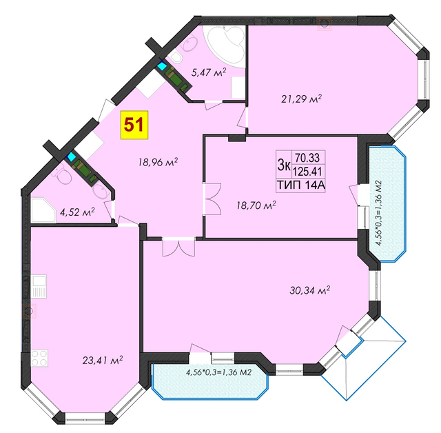 3-кімнатна 125.41 м² в ЖК Rich Town від 9 650 грн/м², м. Ірпінь