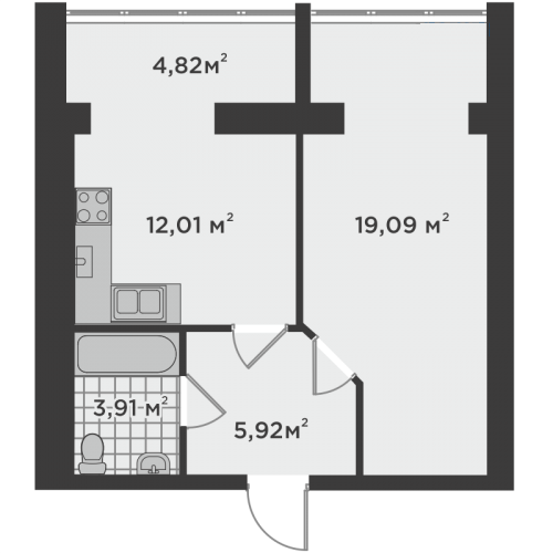 1-кімнатна 51.7 м² в ЖК Millennium State від 19 050 грн/м², м. Буча
